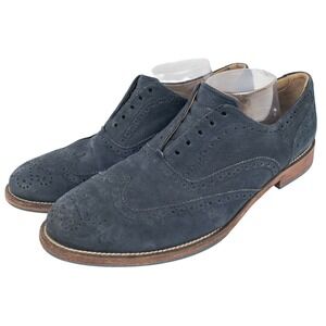 J. SHOES Charlie Plus Suede Wingtip Oxford Shoes Men's Sz 10.5 US 44 EU Blue